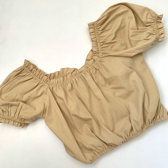 Beige Puffed Sleeves Corset Top - Picture 3 of 7
